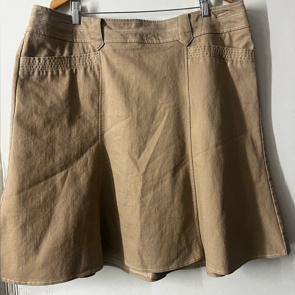 Cato Tan A-Line Cotton Blend Skirt